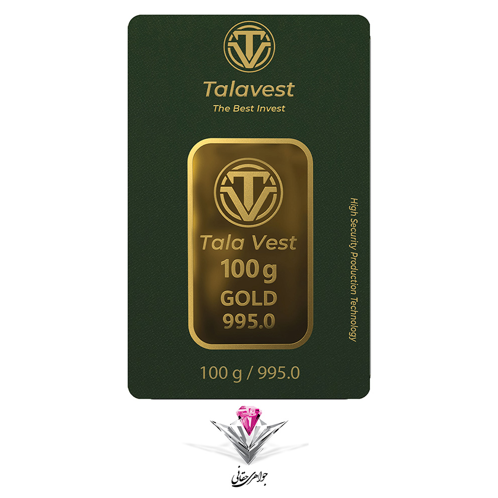 شمش طلا طلاوست 100 گرم / عیار 995