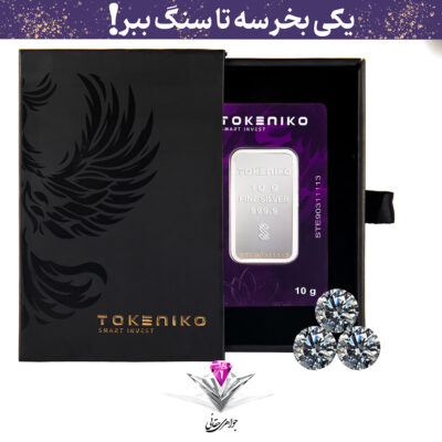 باندل شمش نقره توکنیکو 10 گرمی (999.9) به همراه دو عدد سنگ عقیق + دو عدد عقیق رایگان