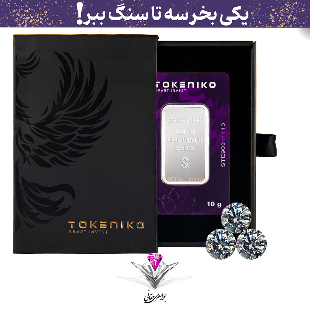 باندل شمش نقره توکنیکو 10 گرمی (999.9) به همراه دو عدد سنگ عقیق + دو عدد عقیق رایگان