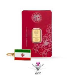 باندل شمش طلا 24 عیار 5 گرمی آرسس / 995 به همراه پرچم طلای 18 عیار ایران